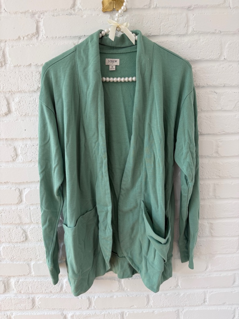 J. Crew Mint Green Open-Front Cardigan
